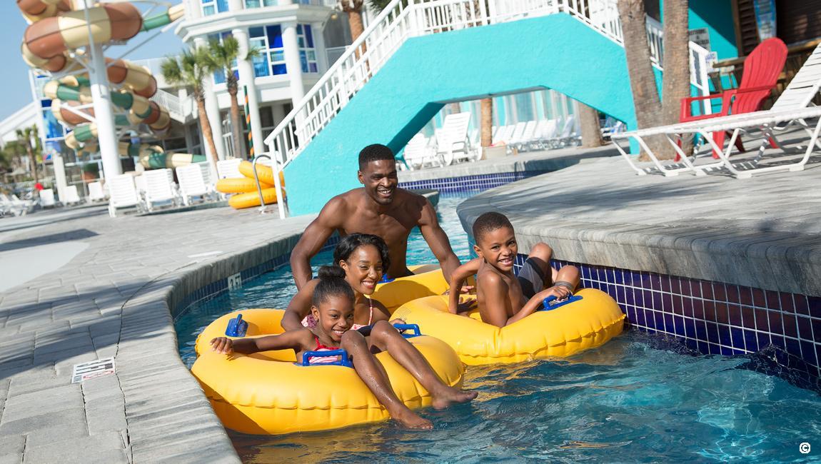 Family Riding on the Lazy River Ride
