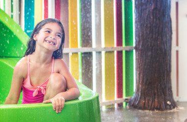 Girl on waterslide